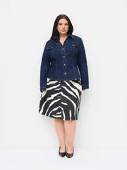 Stretch Denim Metal Detail Blouse Curve & Plus