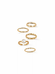 4PCS CLOCK & TWISTED RING SET