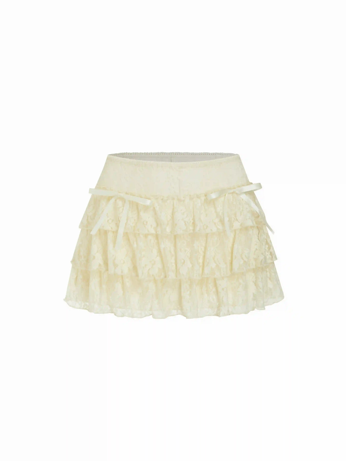 Lace Low Rise Bowknot Ruffle Layered Mini Skort