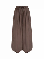 Mid Rise Ruched Drawstring Bloomer Trousers