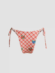Check & Floral Tie Side Cheeky Bikini Bottom