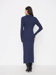 Collar V-neck Ruched Maxi Dress