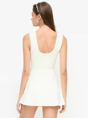 U-neckline Solid Mid Rise Mini Active Dress