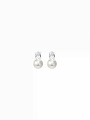RHINESTONE FAUX PEARL NECKLACE & STUD EARRINGS SET
