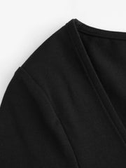 Cotton-blend Square Neck Mid-length Sleeve Tee Curve & Plus