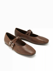 FAUX LEATHER BUCKLE  MARY JANE FLATS