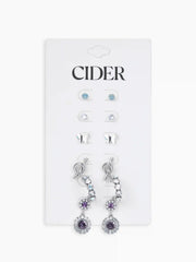 6 PAIRS KNOT & BUTTERFLY GEMSTONE EARRINGS SET