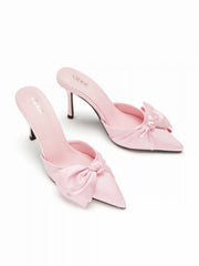 POINTED TOE BOWKNOT DECOR HEELS