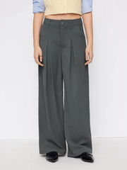 Cropped & Pleated Wide Leg Trousers