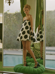 Bandeau Polka Dot Knotted Mini Dress