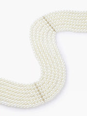 FAUX PEARL BEADED LAYERED NECKLACE