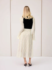 Velvet Square Neck Floral Embroidery Lettuce Trim Jacket Vest