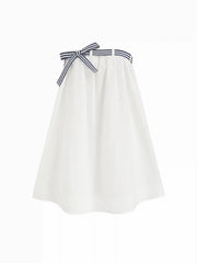 Cotton Bandeau Striped Bowknot Oversized Babydoll Mini Dress