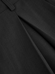 Mid Rise Straight Leg Pleated Trousers