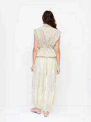 Chiffon Low Rise Drawstring Beaded Oversized Bloomer Trousers