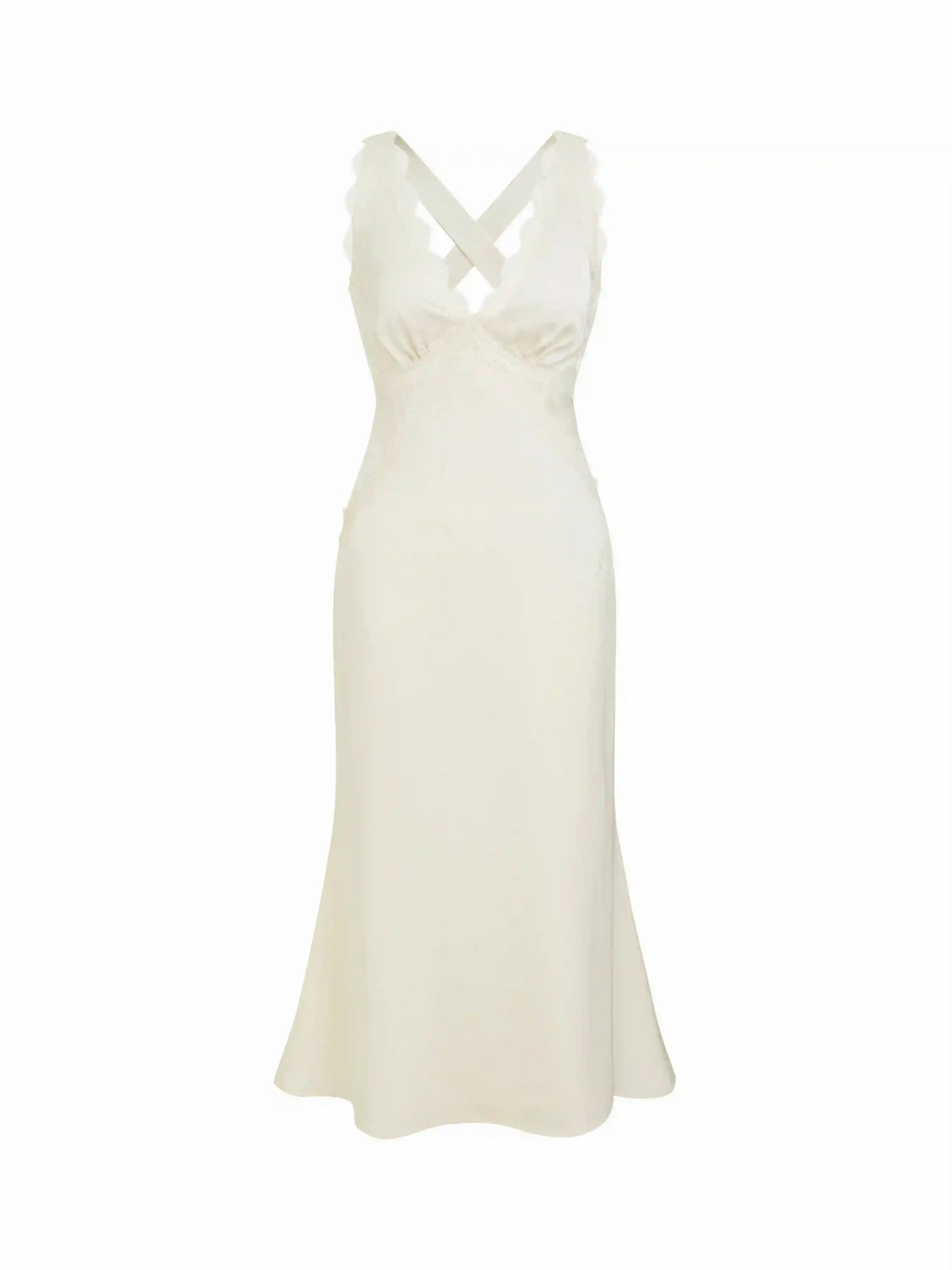 Satin Lace Panel V-neck Mermaid Maxi Dress