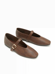 FAUX LEATHER DISTRESSED FLATS