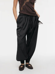 Satin Mid Rise Drawstring Bloomer Trousers