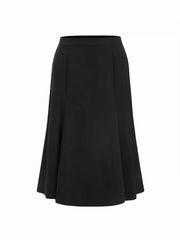 Mid Rise Elastic Waist A-Line Maxi Skirt