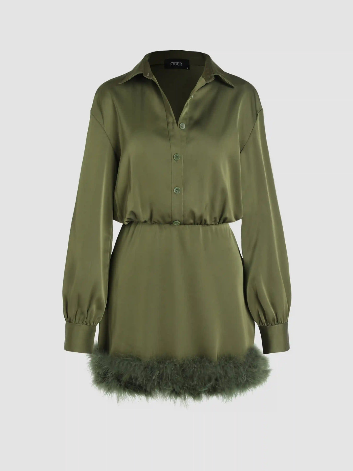 Faux Feather Trim Collar Short Dress