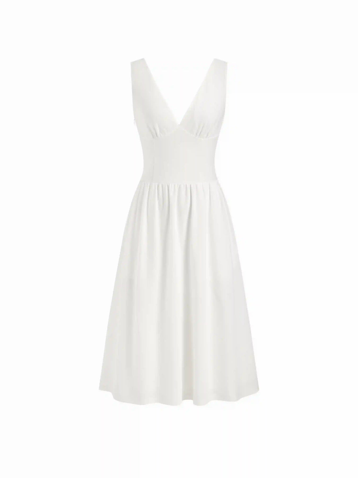V-neck Solid Ruffle Hem Maxi Dress