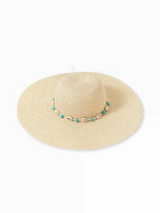 SHELL BEADED STRAW HAT