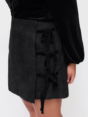 Tweed Mid Rise Bowknot Mini Skirt Curve & Plus