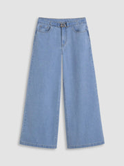 Cider Denim Mid Rise Buckle Straight Leg Jeans