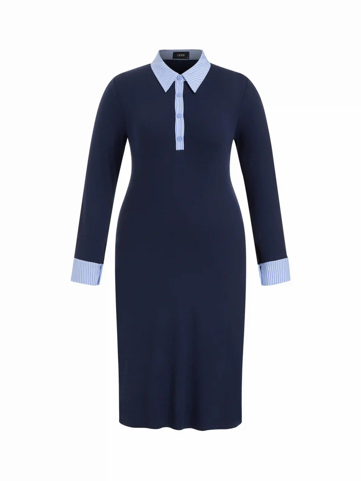 Cotton-blend Polo Two Tone Straight Maxi Dress Curve & Plus