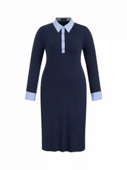 Cotton-blend Polo Two Tone Straight Maxi Dress Curve & Plus