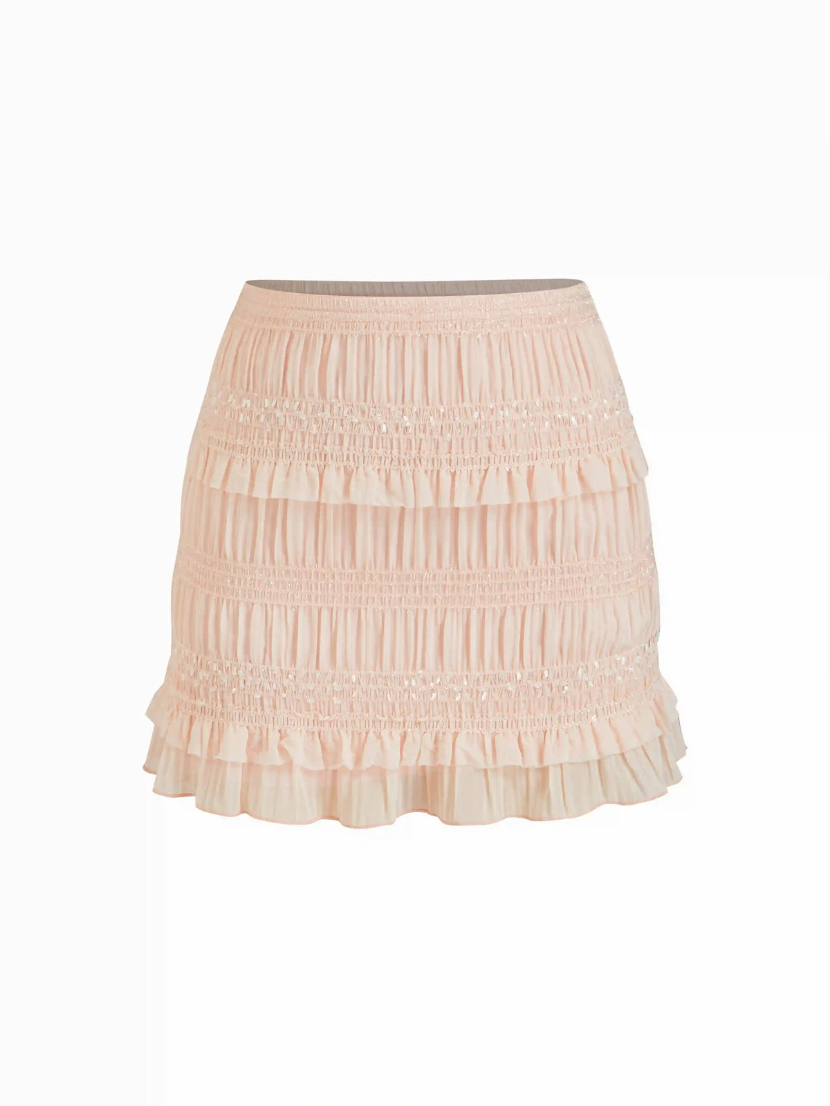 Textured Low Rise Ruched Tiered Mini Skirt
