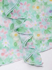 Floral Ruffle Trim Tie Side Cover Up Skirt