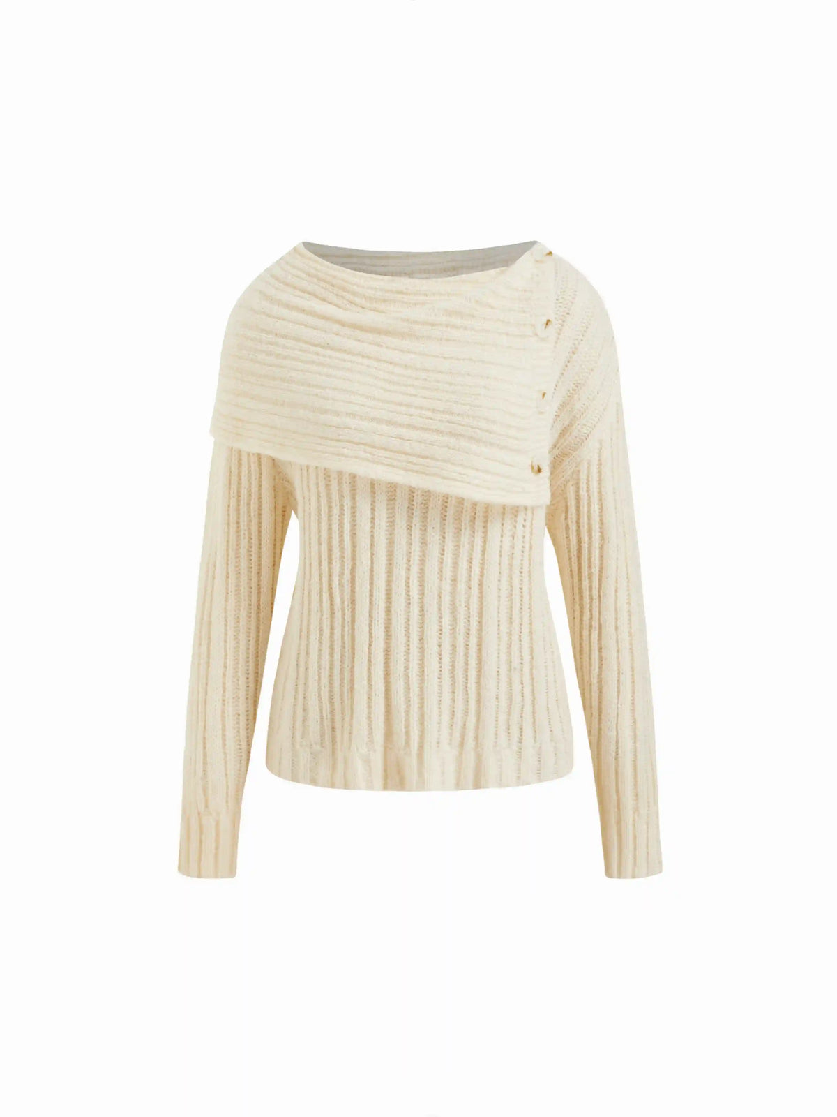 Knit Asymmetrical Neck Long Sleeve Top