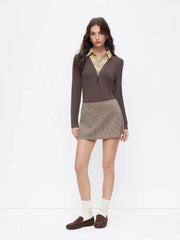 Jacquard Houndstooth Low Rise Split Mini Skort