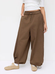 Cotton-blend Mid Rise Drawstring Joggers Trousers