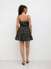 Floral Button Ruffle Mini Dress