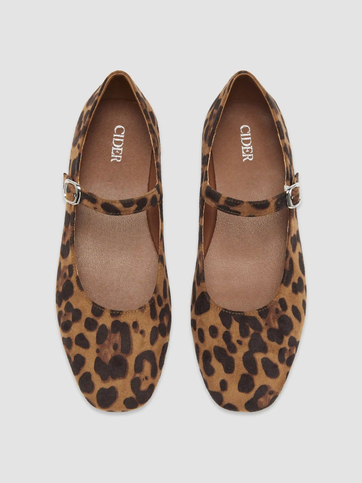 LEOPARD PRINT FAUX SUEDE MARY JANE FLATS