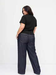 Cotton-blend Round Neckline Ruched Asymmetrical Hem Tee Curve & Plus