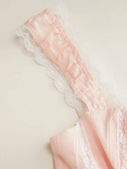 Cotton Lace Trim Tie Front Cami Top
