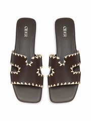 FAUX LEATHER TWO-TONE  SLIPPERS
