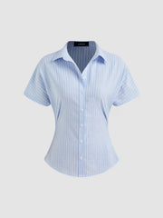 Cotton-blend Polo Striped Short Sleeve Shirt