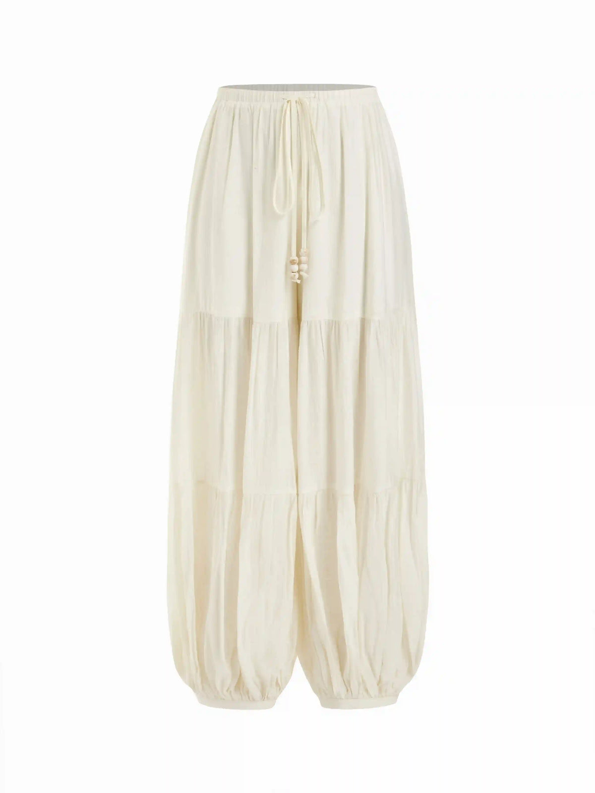 Chiffon Low Rise Drawstring Beaded Oversized Bloomer Trousers