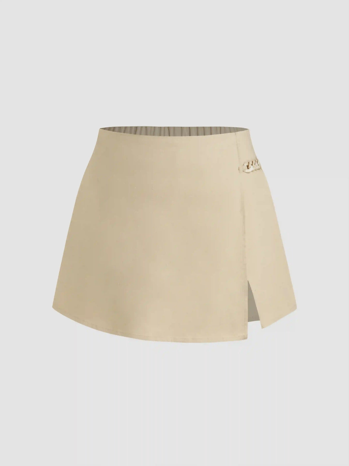 Linen-blend Mid Rise Chain Zipper Mini Skort Curve & Plus