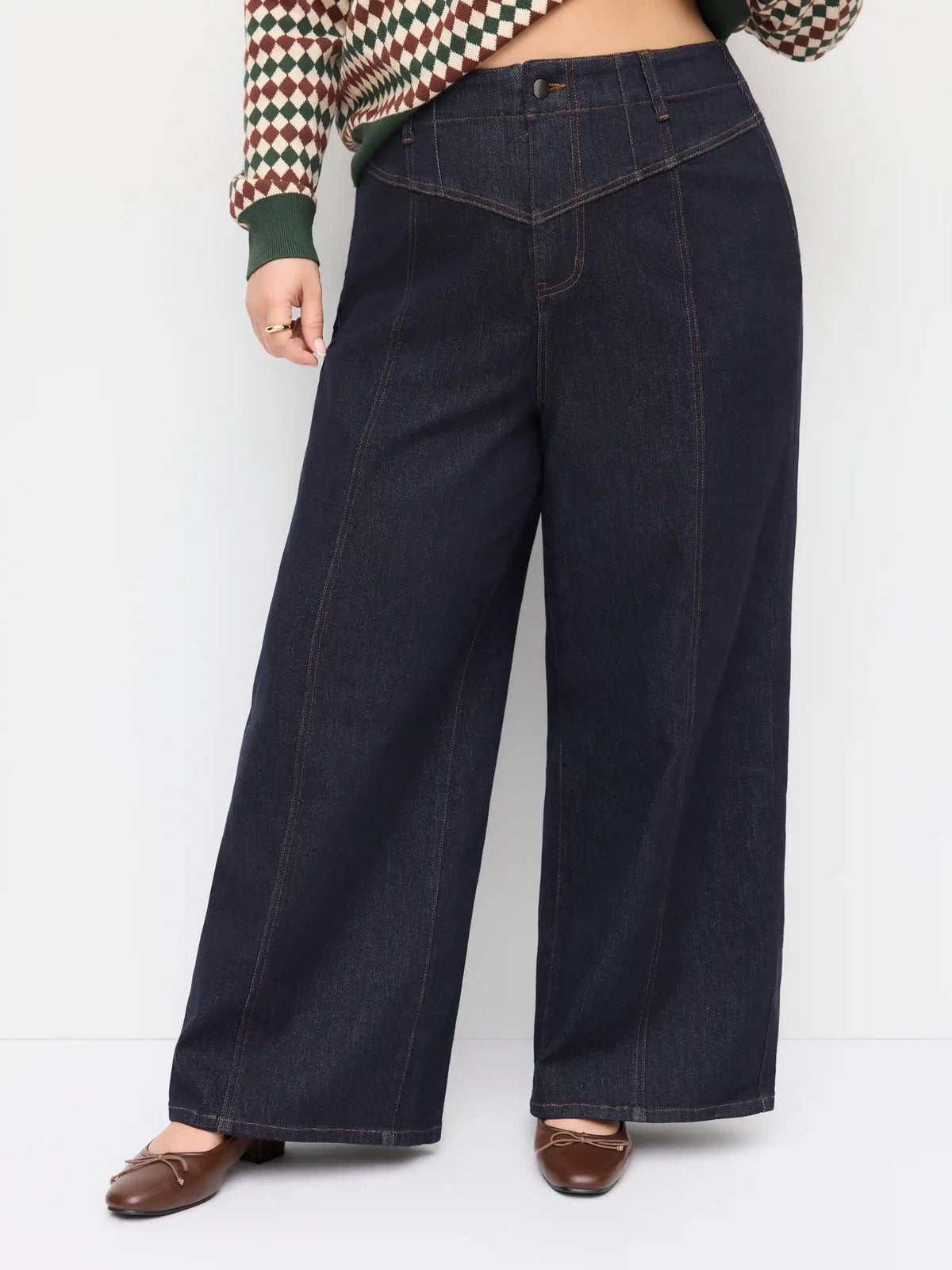 Stretch Denim High Rise Wide Leg Jeans Curve & Plus