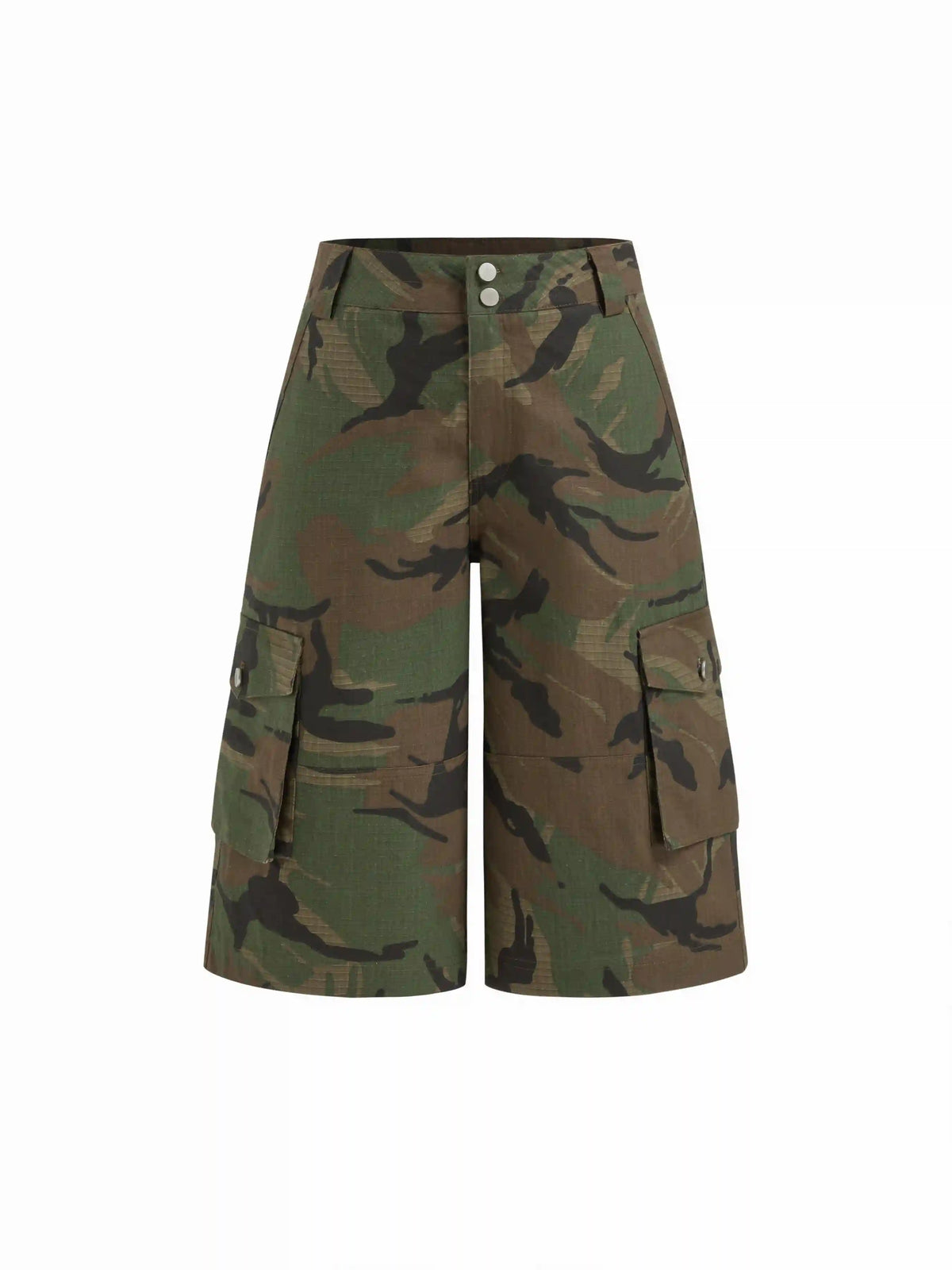 Cotton-blend Mid Rise Camo Cargo Bermuda Shorts