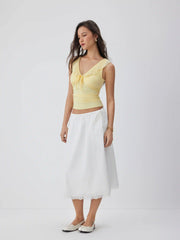 V-neck Ruffled Bowknot Ruched Tank Top