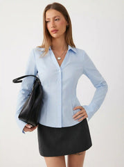 Stretch Cotton-blend Long Sleeve Shirt
