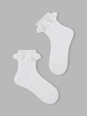 3 PAIRS LACE TRIM ANKLE SOCKS SET