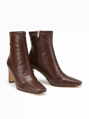 SQUARE TOE CHUNKY HEELED ANKLE BOOTS