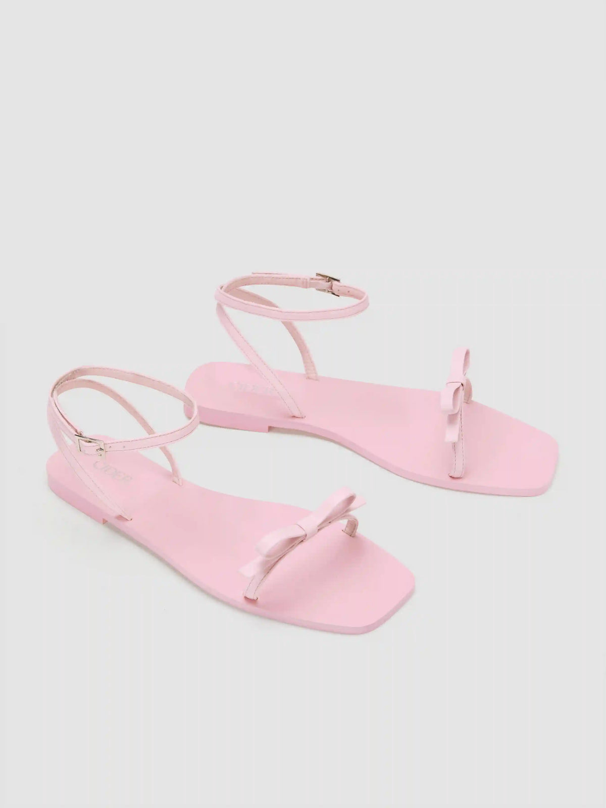 BOW & ADJUSTABLE STRAP FAUX LEATHER FLAT SANDALS